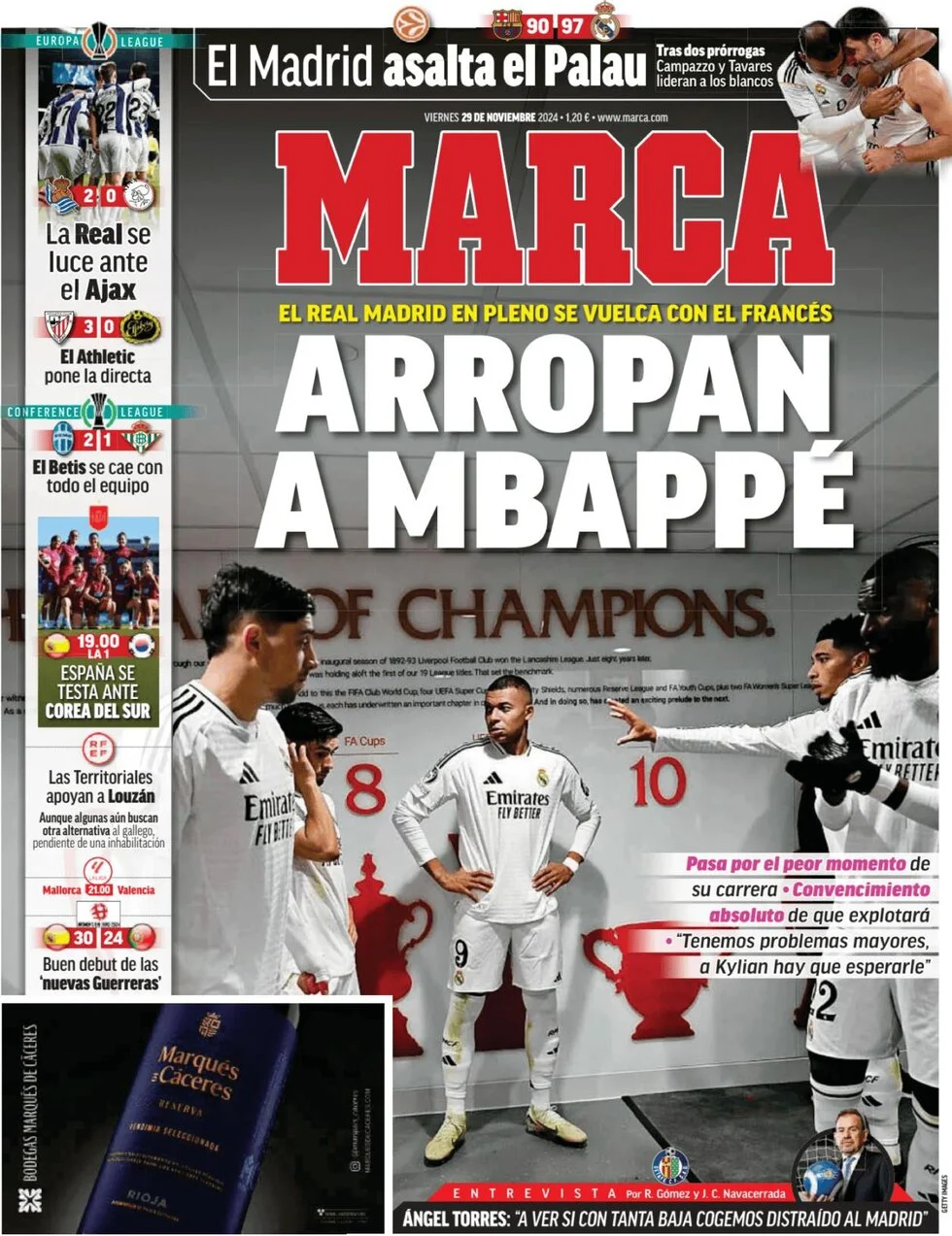 anteprima della prima pagina di marca del 29/11/2024