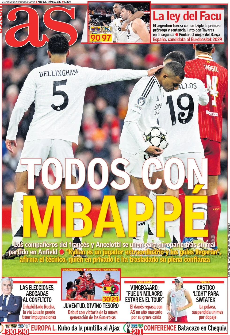 anteprima della prima pagina di as-madrid del 29/11/2024