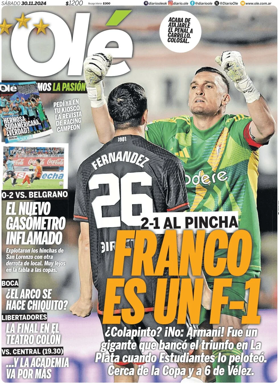anteprima della prima pagina di ol del 30/11/2024