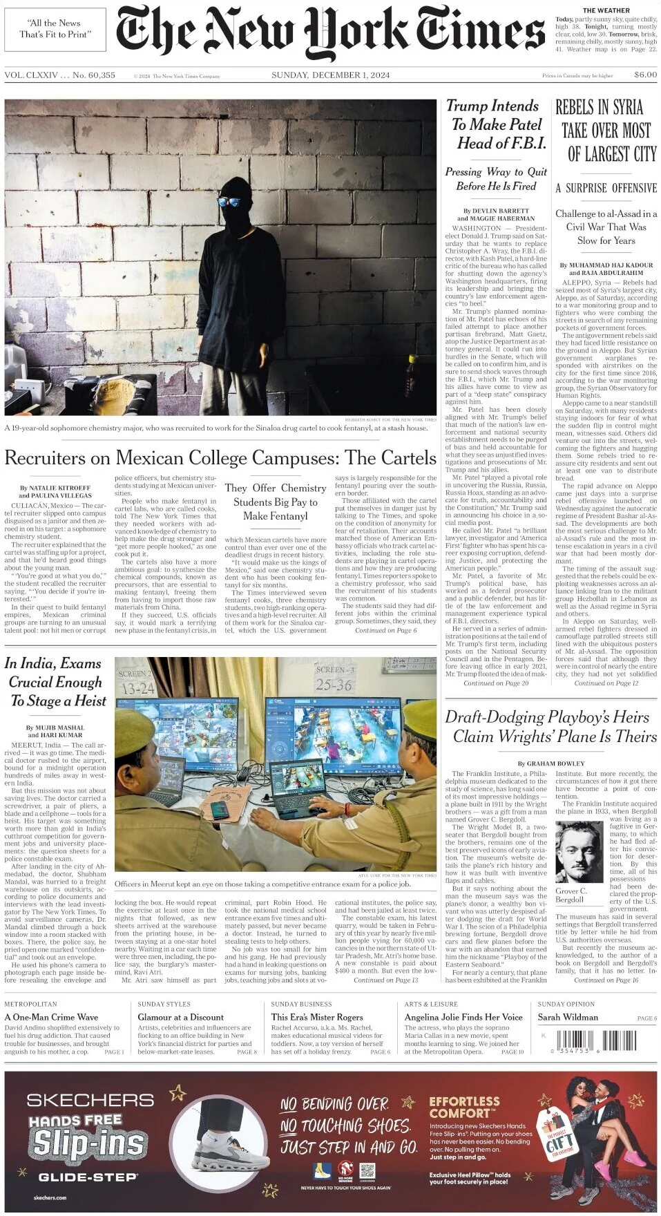 anteprima della prima pagina di the-new-york-times del 01/12/2024