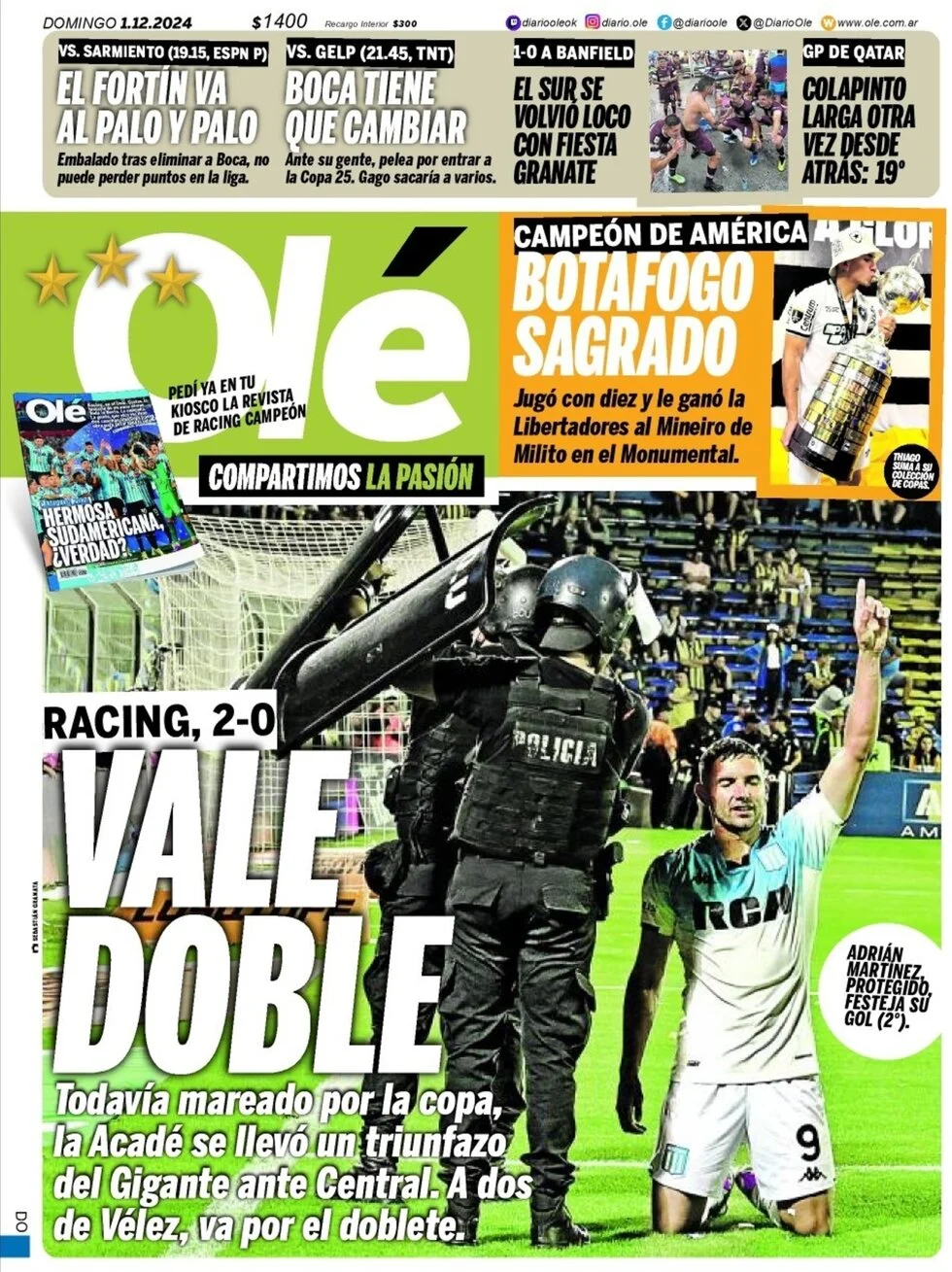 anteprima della prima pagina di ol del 01/12/2024