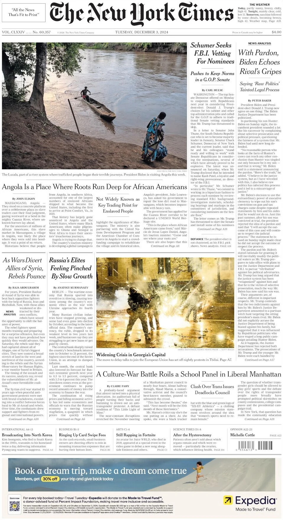 anteprima della prima pagina di the-new-york-times del 03/12/2024