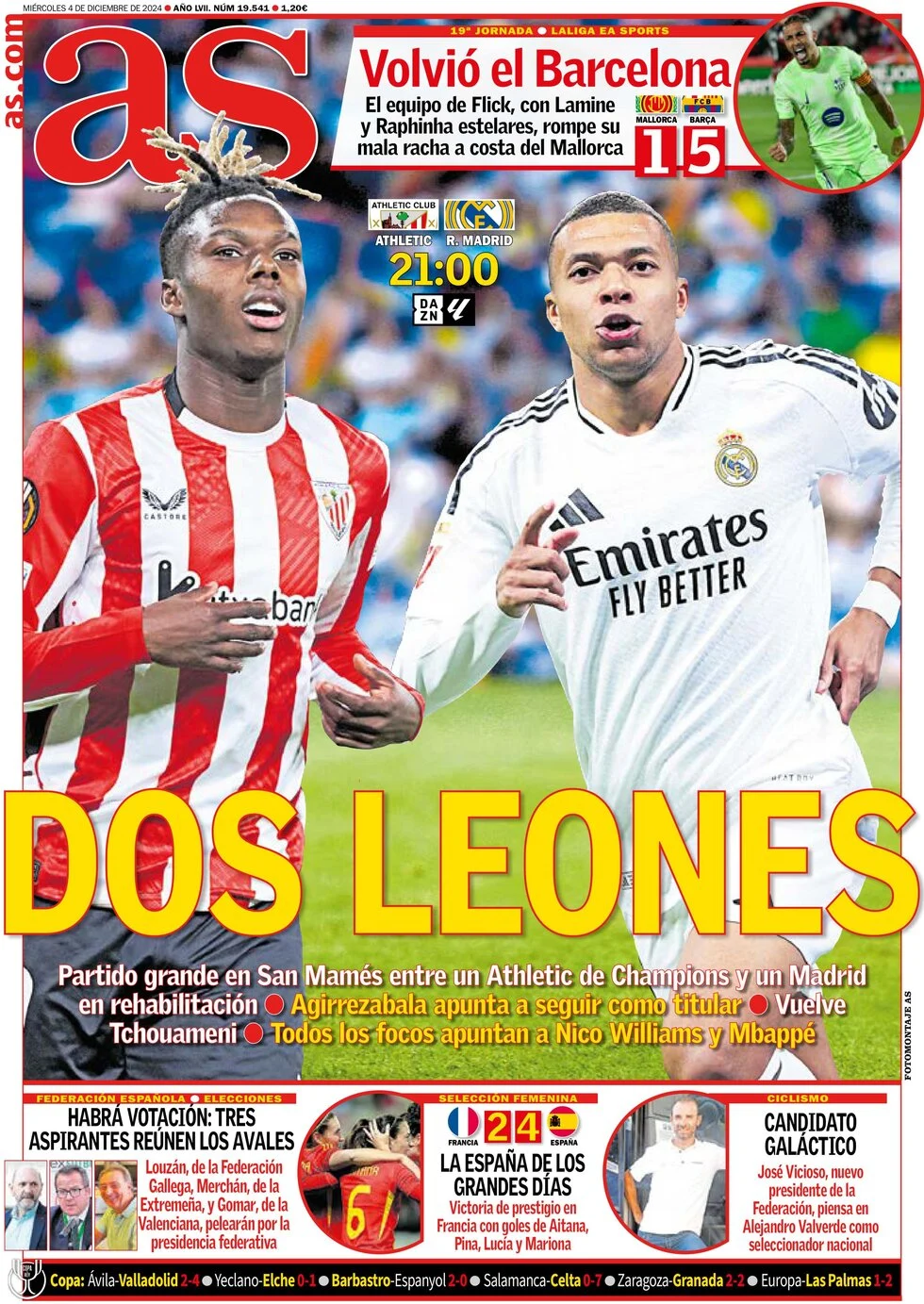anteprima della prima pagina di as-madrid del 04/12/2024