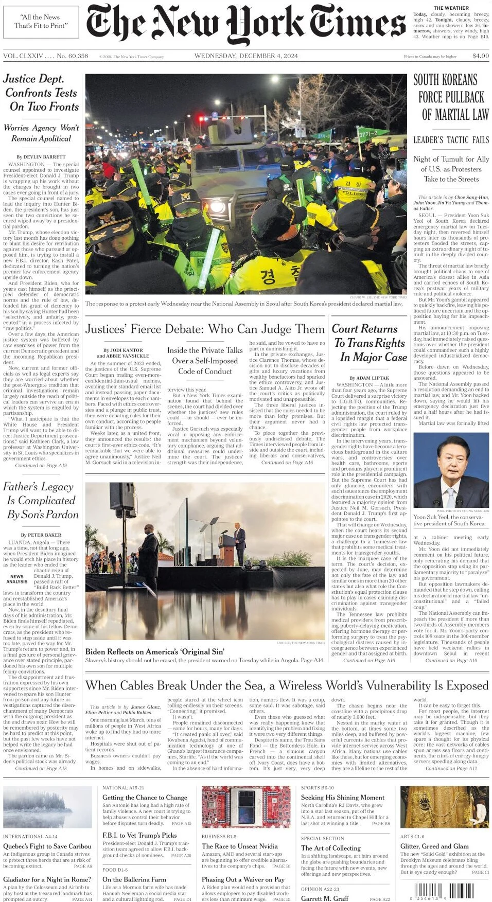 anteprima della prima pagina di the-new-york-times del 04/12/2024