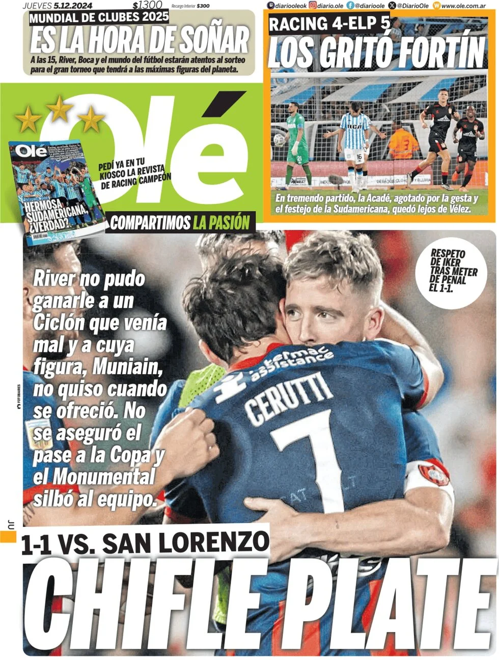 anteprima della prima pagina di ol del 05/12/2024