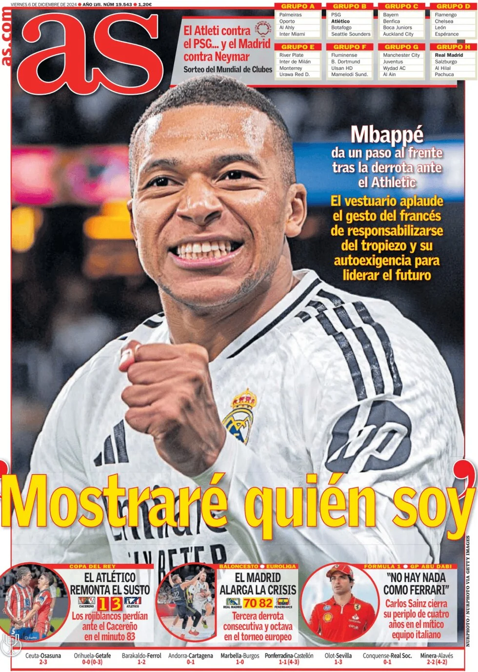 anteprima della prima pagina di as-madrid del 06/12/2024