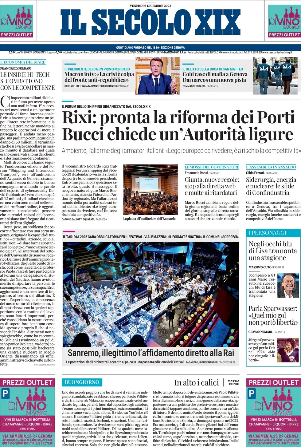 anteprima della prima pagina di il-secolo-xix del 06/12/2024