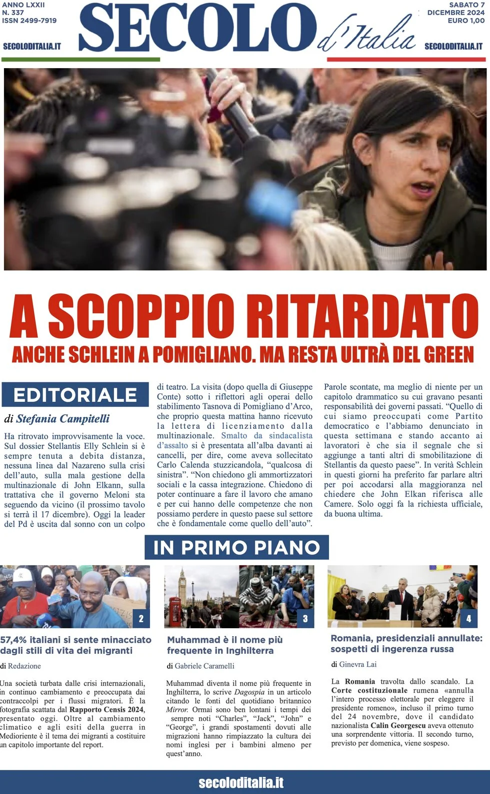 anteprima della prima pagina di secolo-ditalia del 07/12/2024