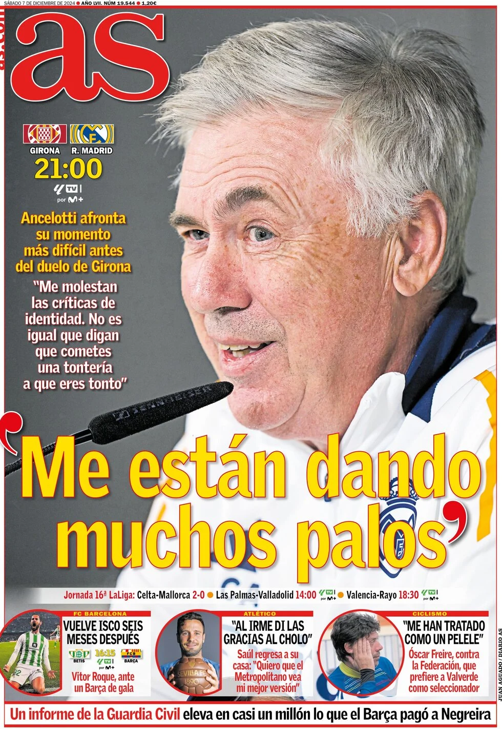 anteprima della prima pagina di as-madrid del 07/12/2024