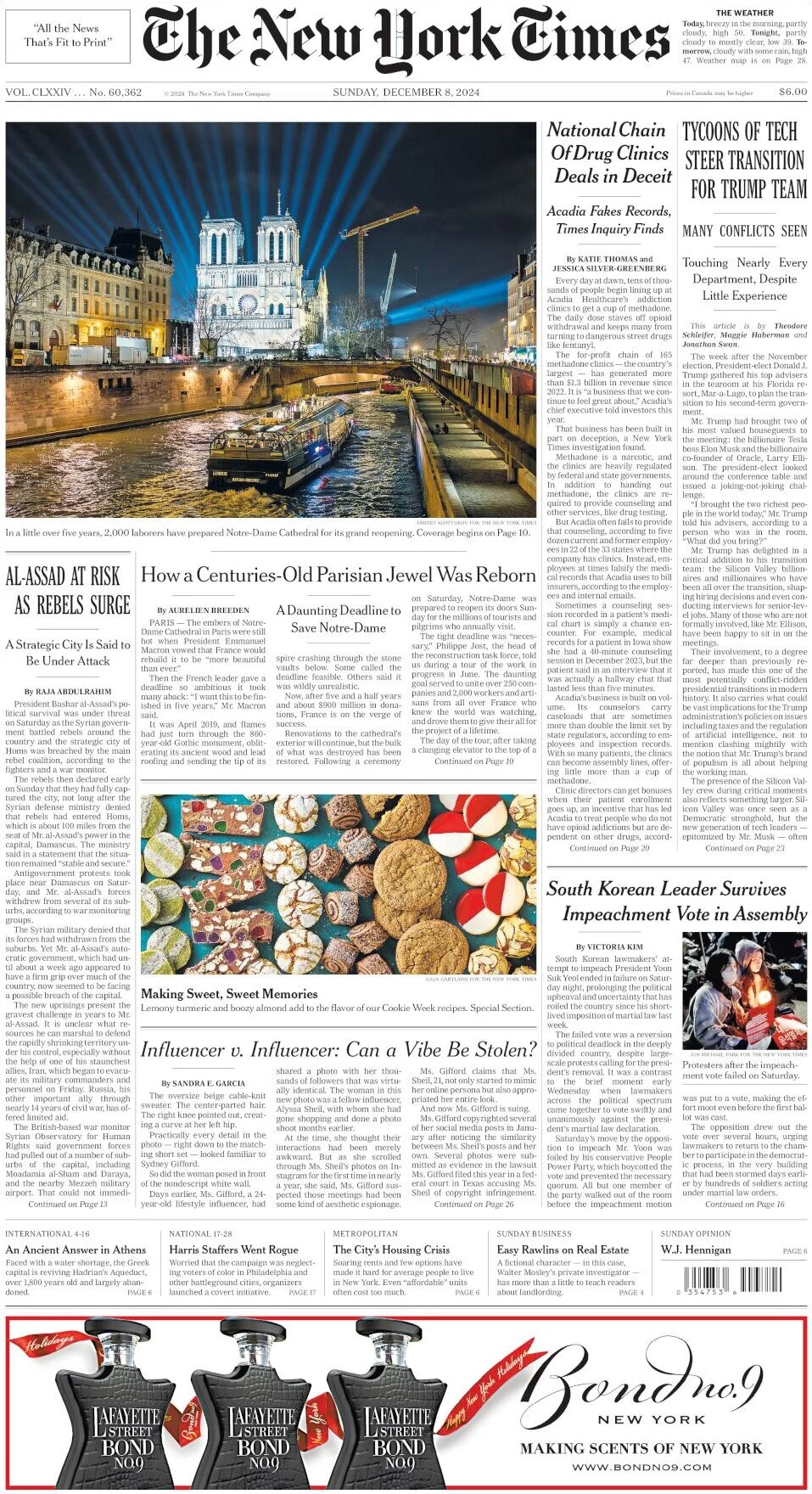 anteprima della prima pagina di the-new-york-times del 08/12/2024