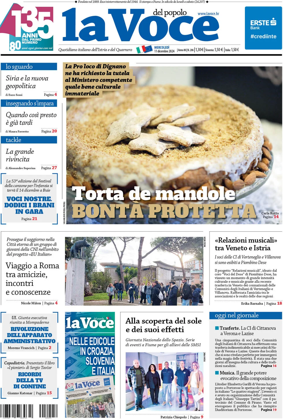 anteprima della prima pagina di la-voce-del-popolo del 11/12/2024
