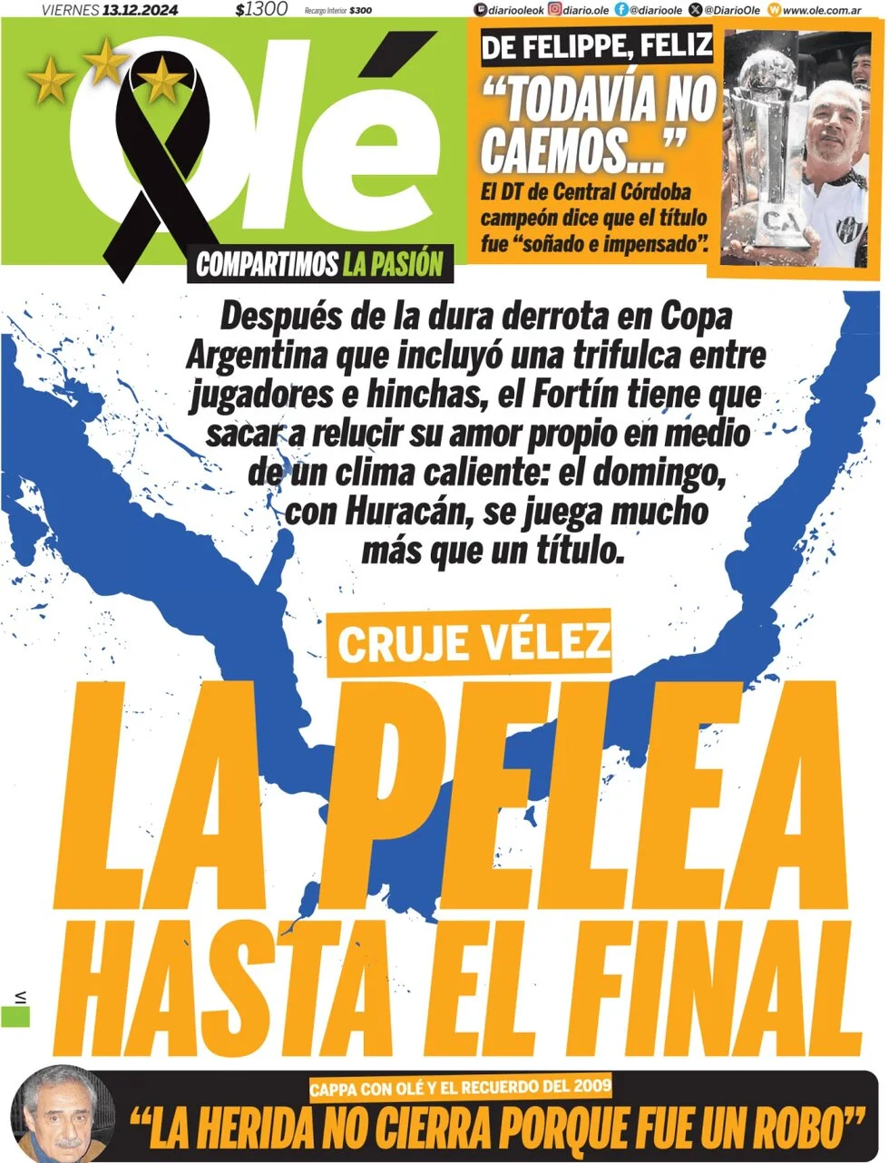 anteprima della prima pagina di ol del 13/12/2024