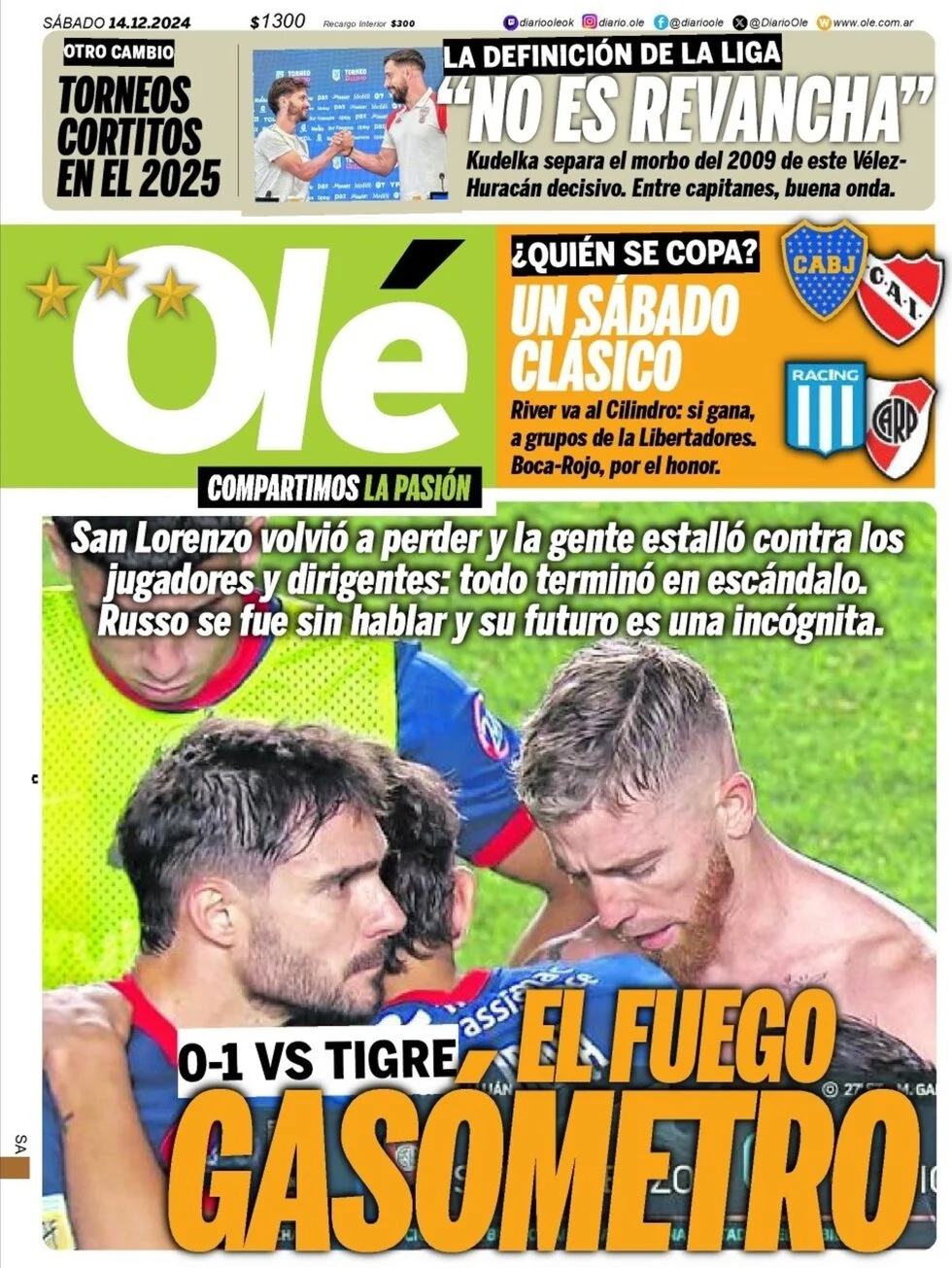 anteprima della prima pagina di ol del 14/12/2024
