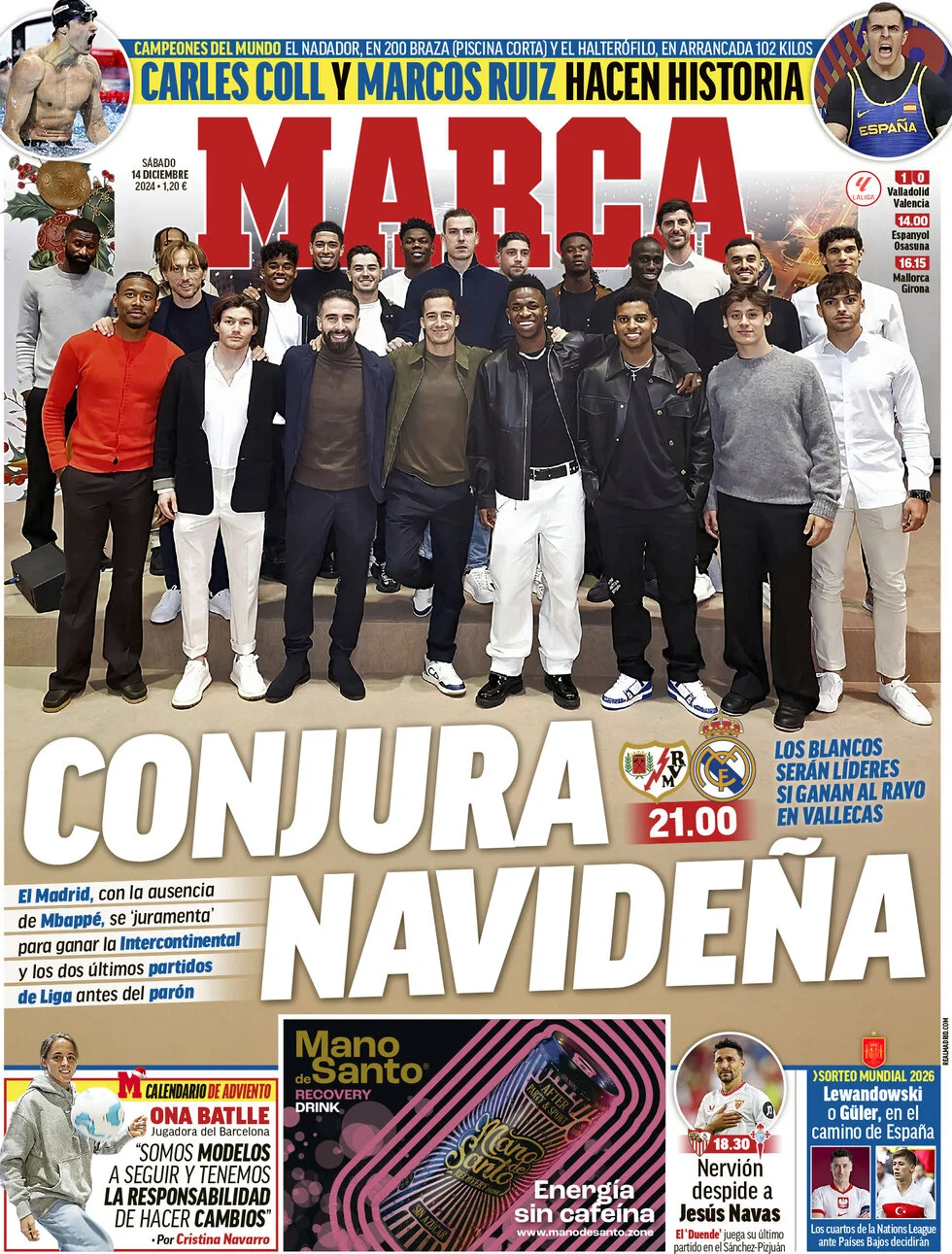 anteprima della prima pagina di marca del 14/12/2024