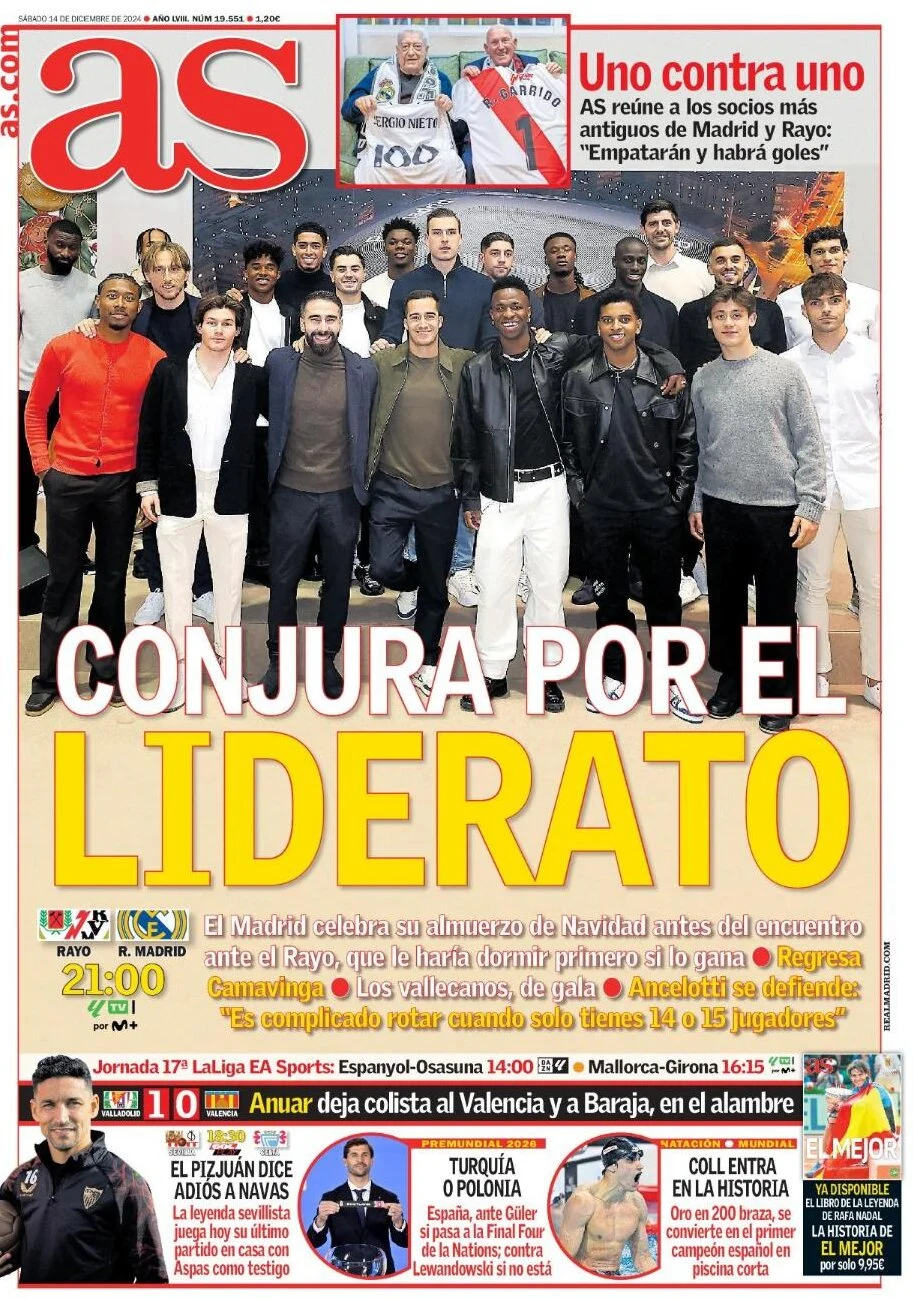 anteprima della prima pagina di as-madrid del 14/12/2024