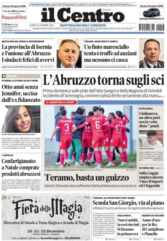 anteprima della prima pagina di il-centro-teramo del 16/12/2024