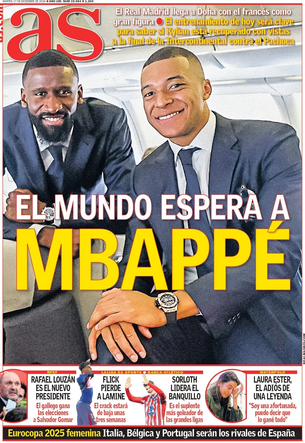anteprima della prima pagina di as-madrid del 17/12/2024