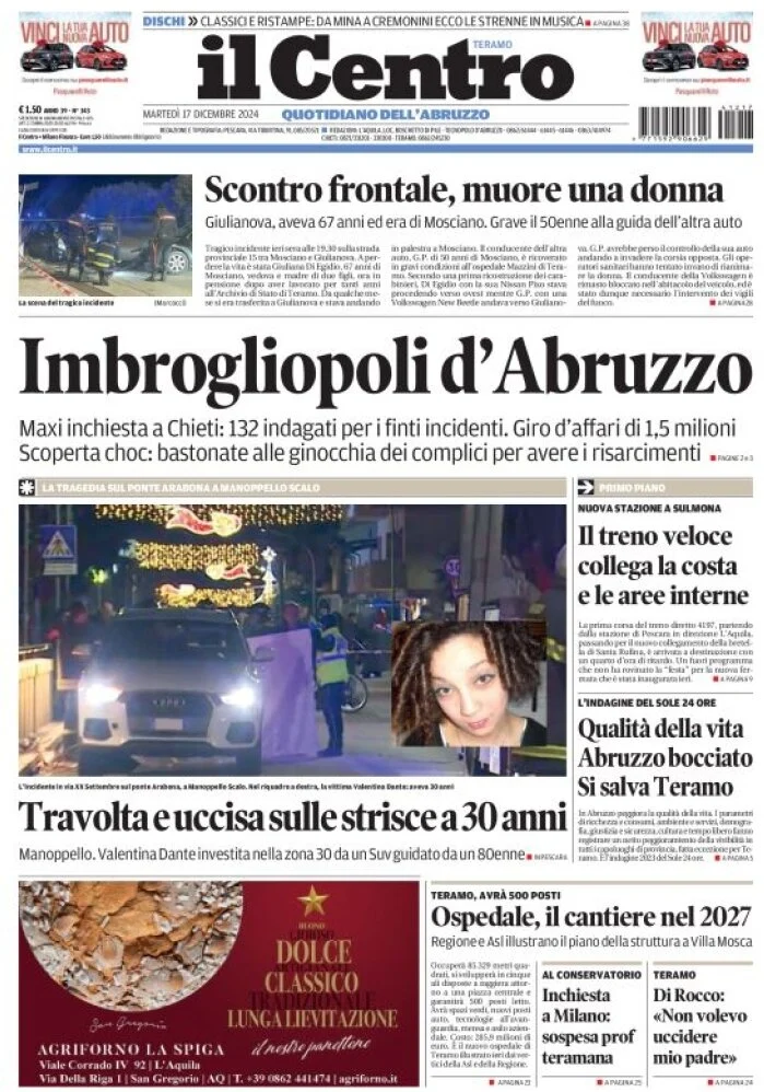 anteprima della prima pagina di il-centro-teramo del 17/12/2024