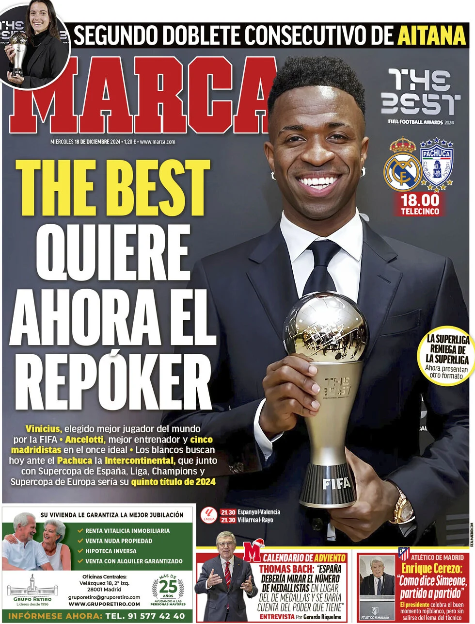 anteprima della prima pagina di marca del 18/12/2024