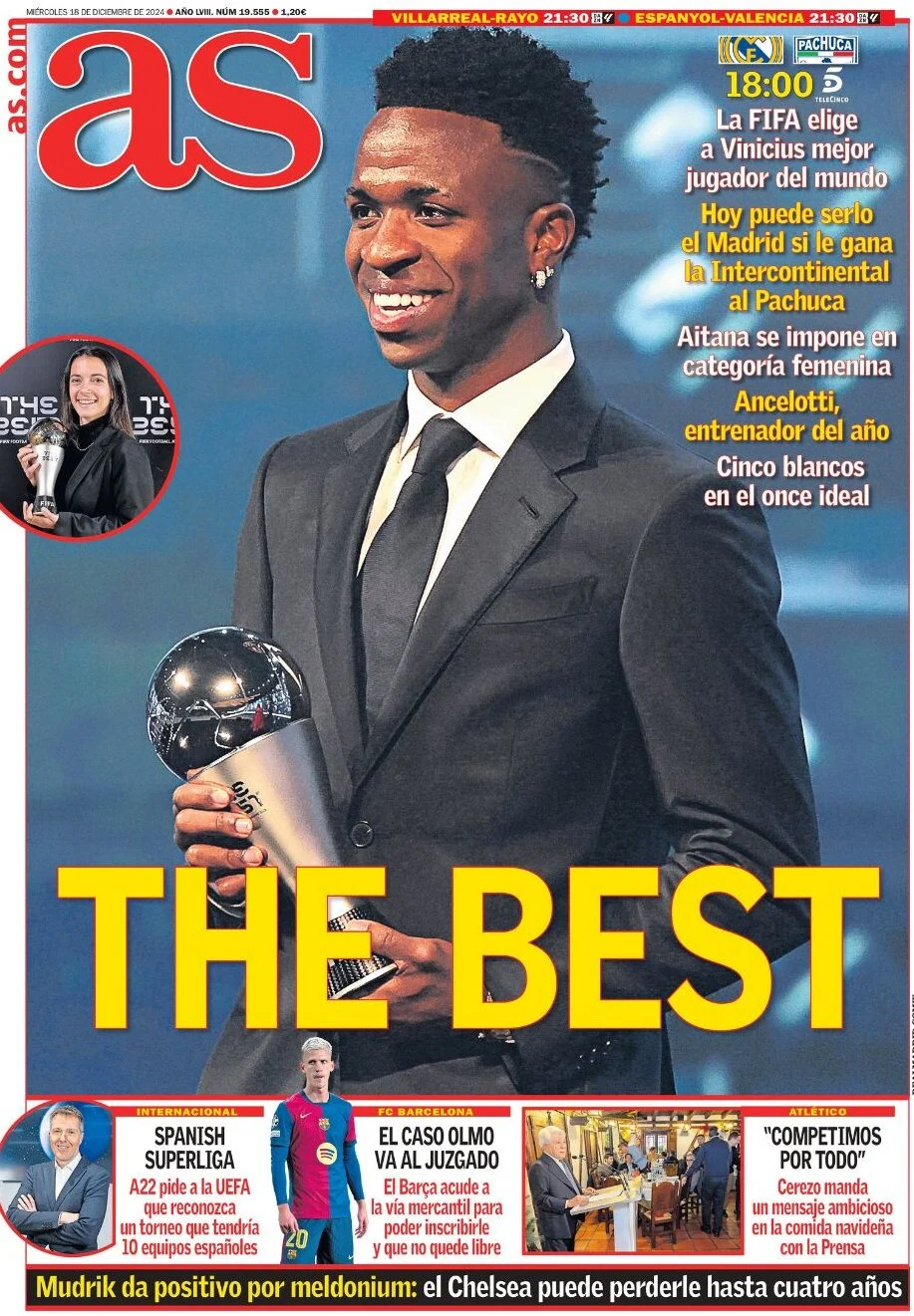 anteprima della prima pagina di as-madrid del 18/12/2024