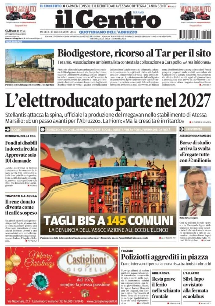 anteprima della prima pagina di il-centro-teramo del 18/12/2024