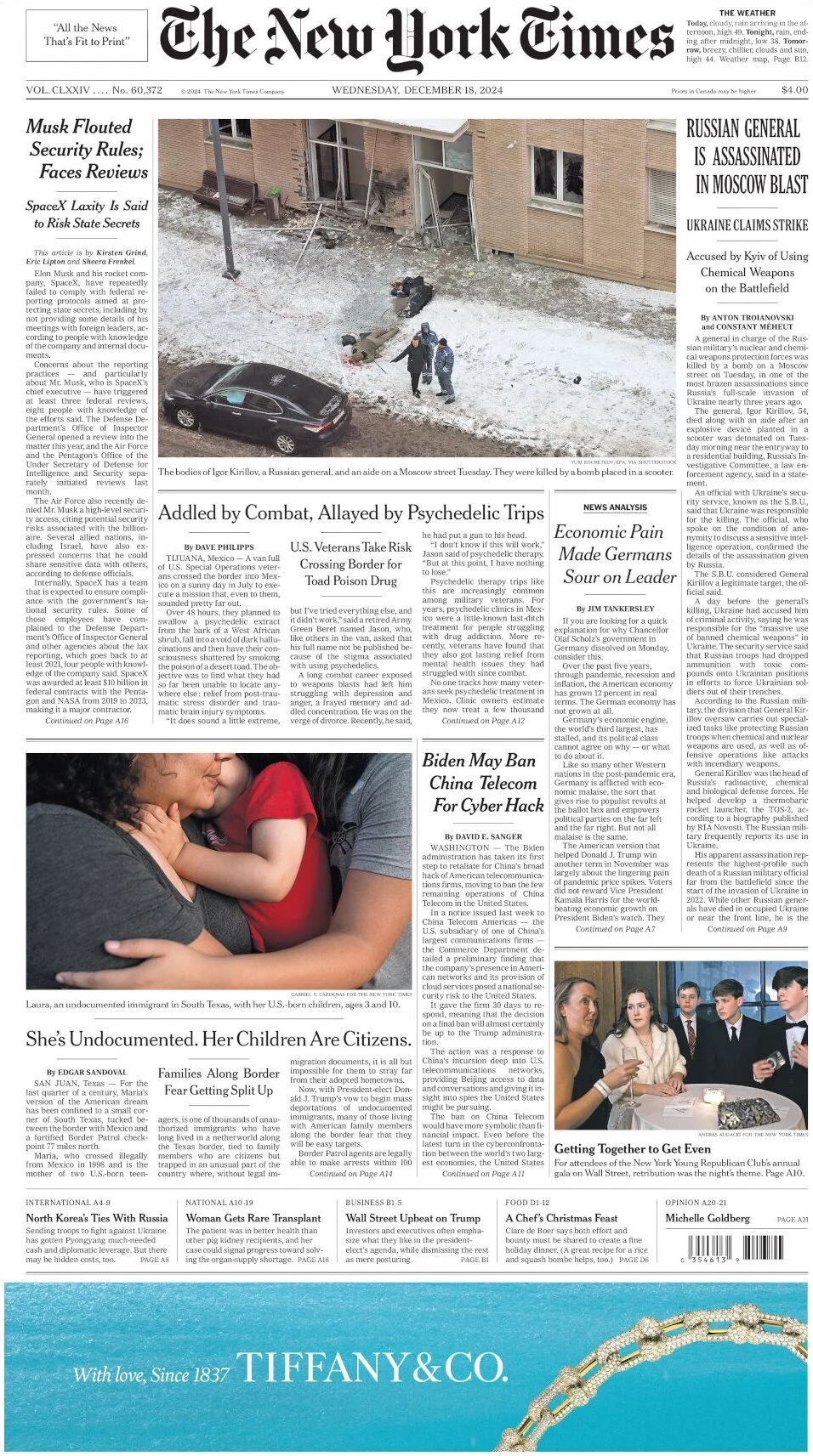 anteprima della prima pagina di the-new-york-times del 18/12/2024