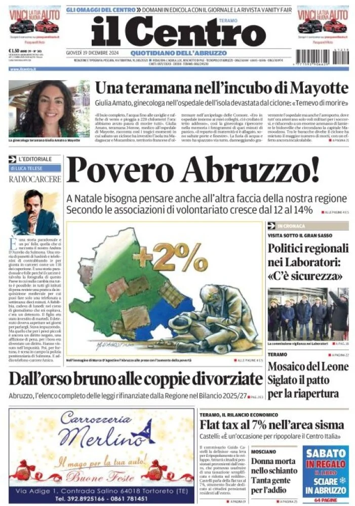 anteprima della prima pagina di il-centro-teramo del 19/12/2024
