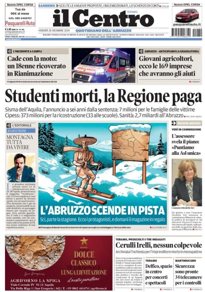 anteprima della prima pagina di il-centro-teramo del 20/12/2024