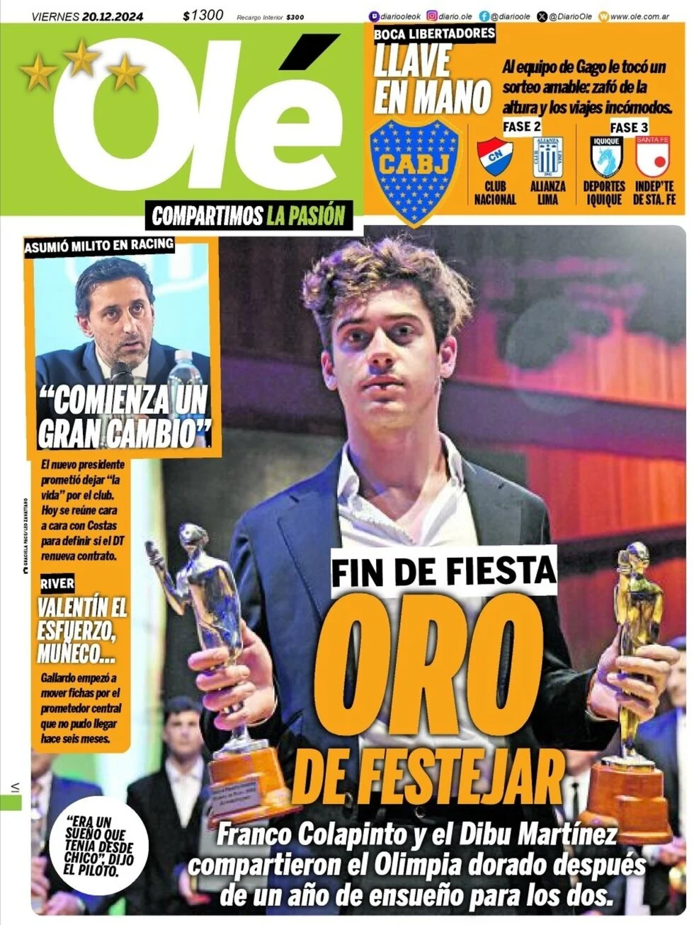 anteprima della prima pagina di ol del 20/12/2024