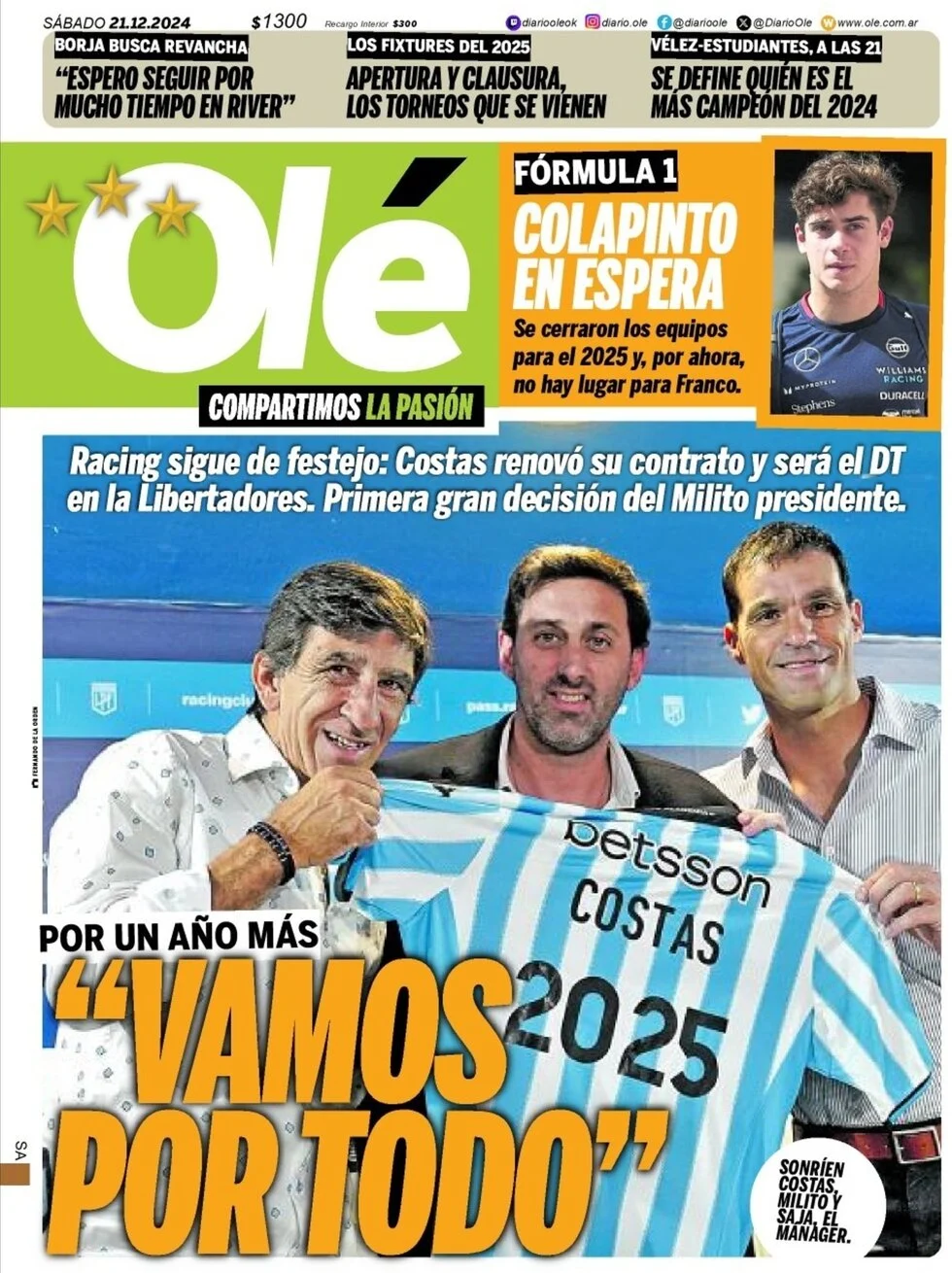 anteprima della prima pagina di ol del 21/12/2024