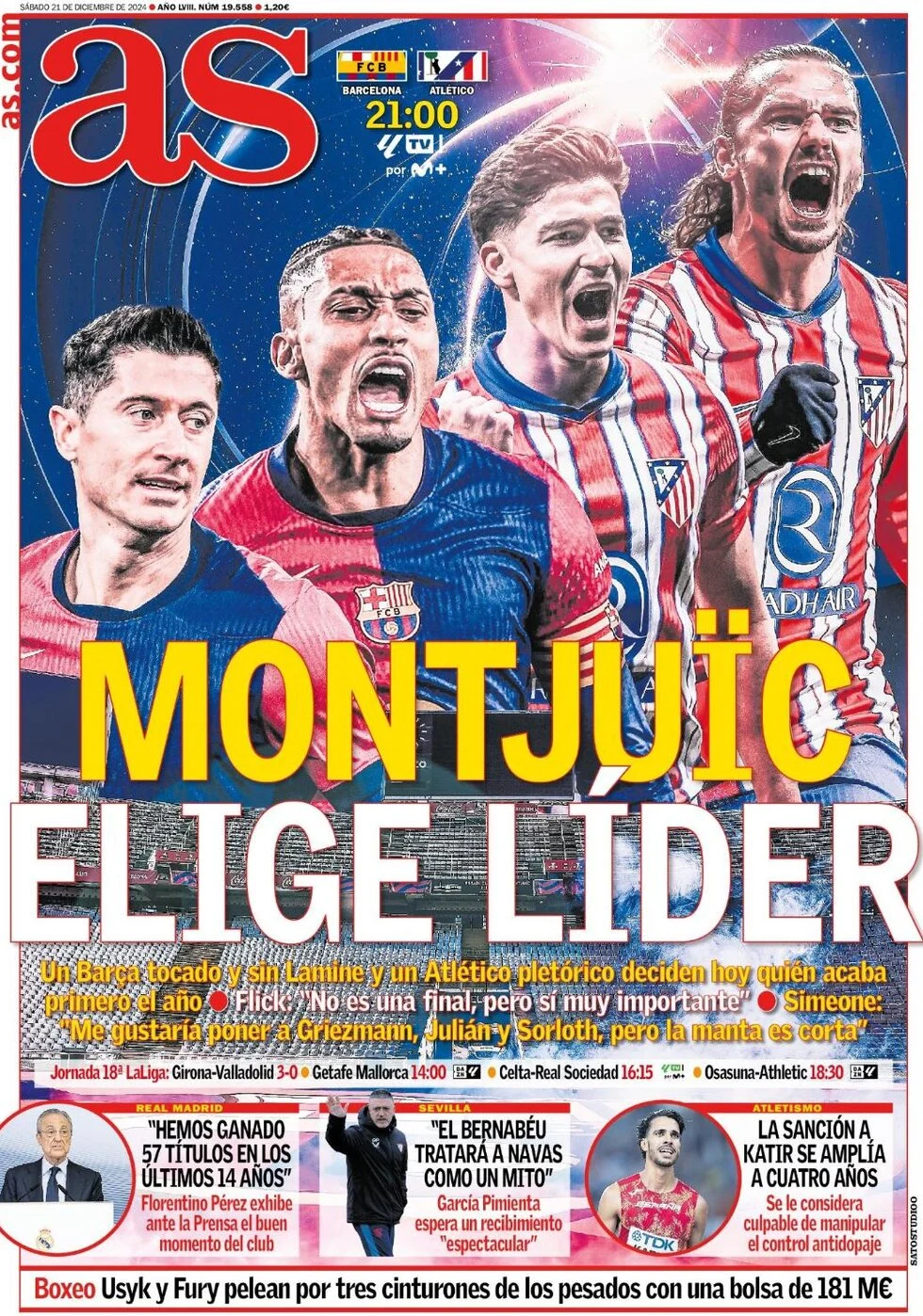 anteprima della prima pagina di as-madrid del 21/12/2024