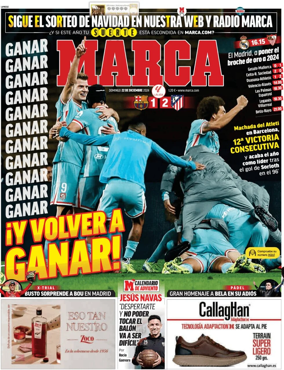 anteprima della prima pagina di marca del 22/12/2024