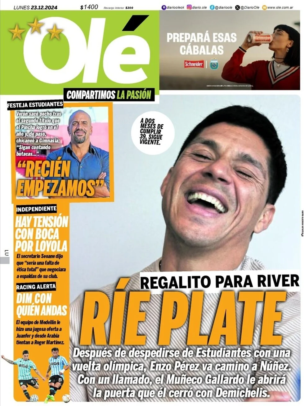 anteprima della prima pagina di ol del 23/12/2024