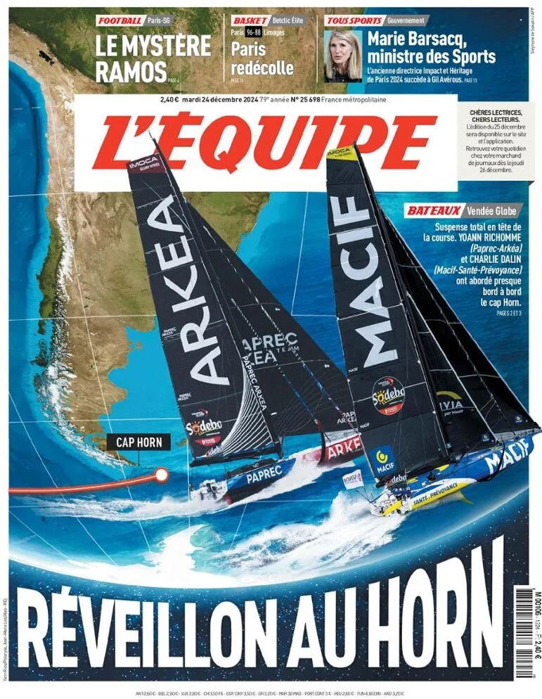 anteprima della prima pagina di lequipe del 24/12/2024