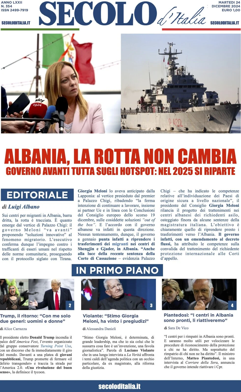 anteprima della prima pagina di secolo-ditalia del 24/12/2024