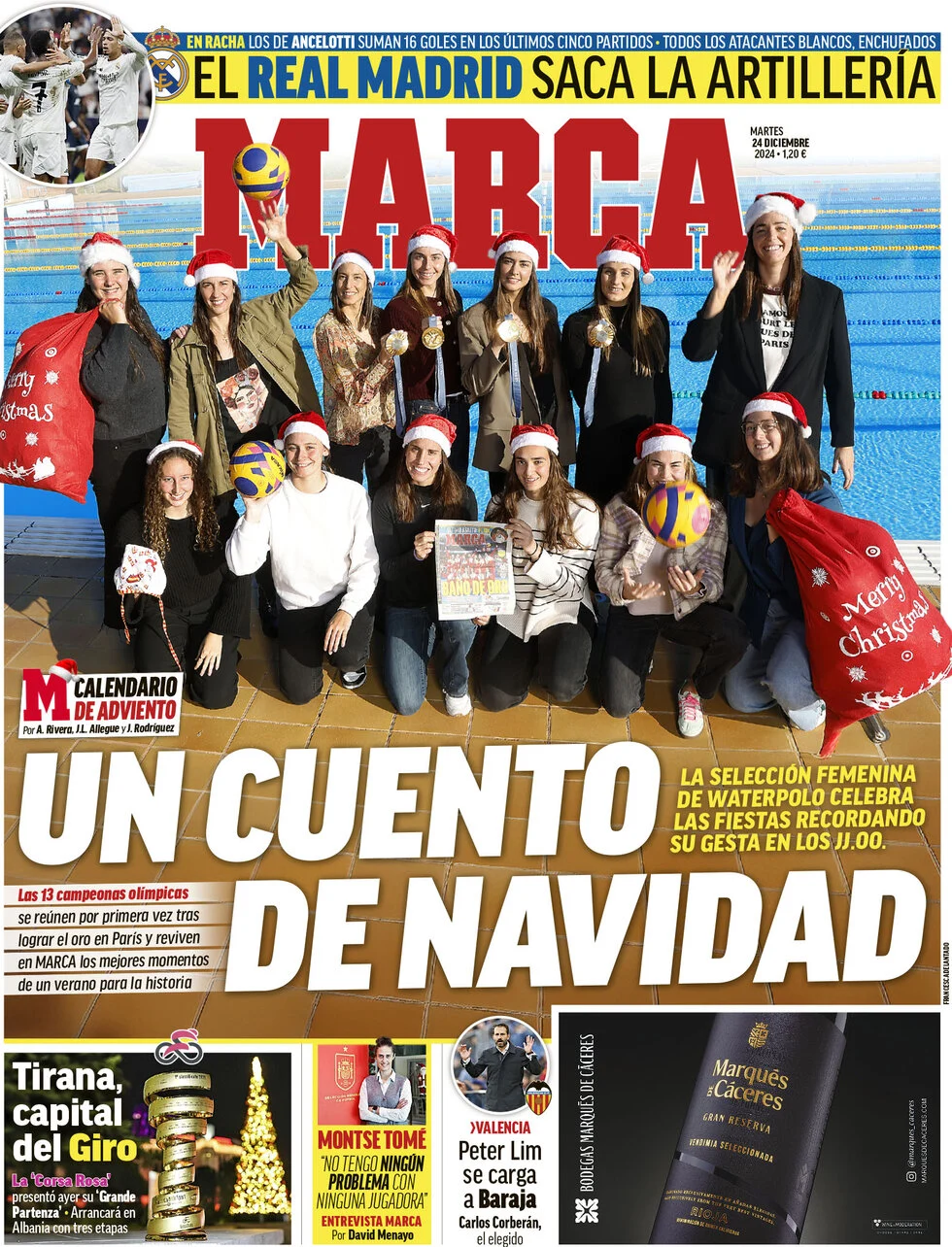 anteprima della prima pagina di marca del 24/12/2024