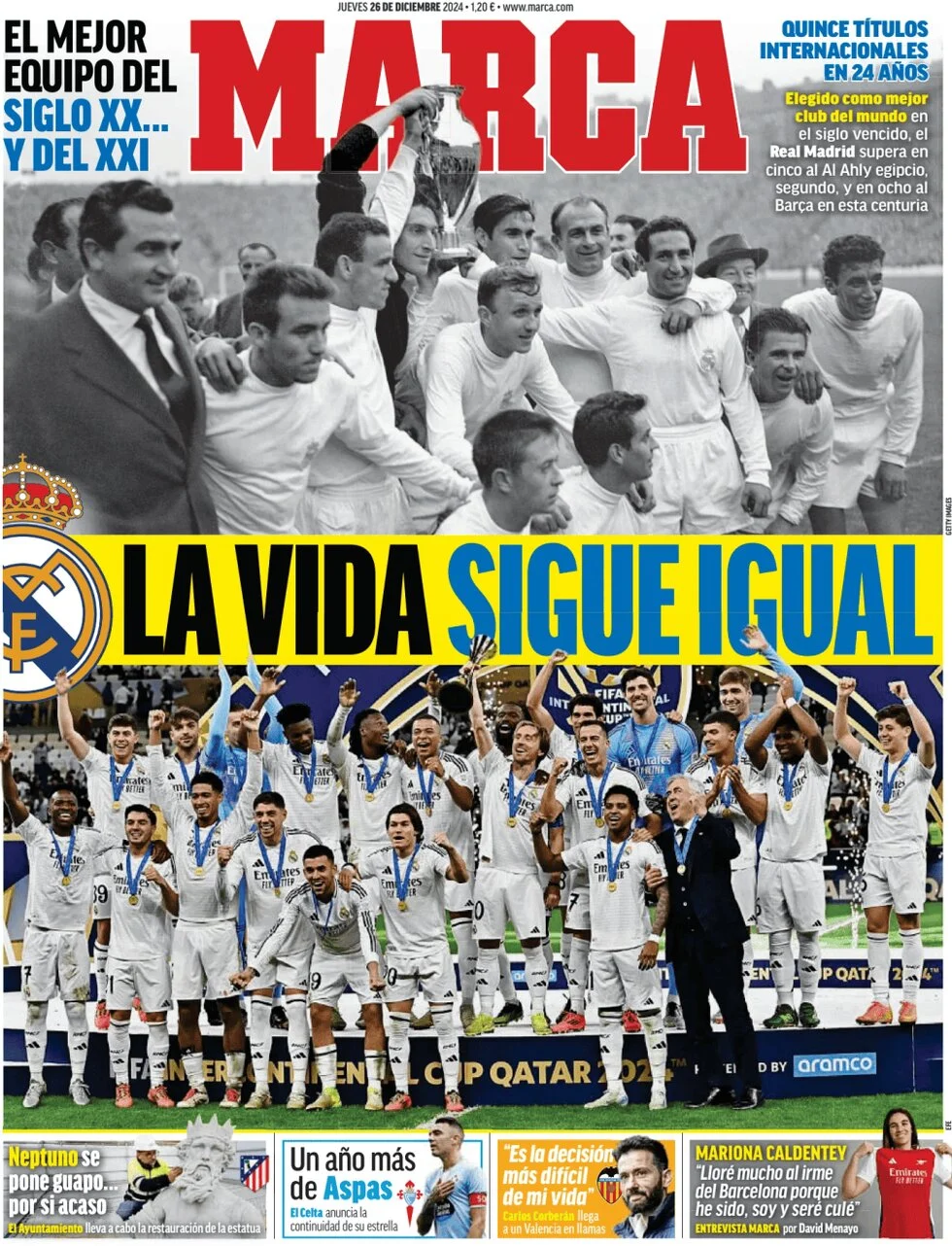 anteprima della prima pagina di marca del 26/12/2024