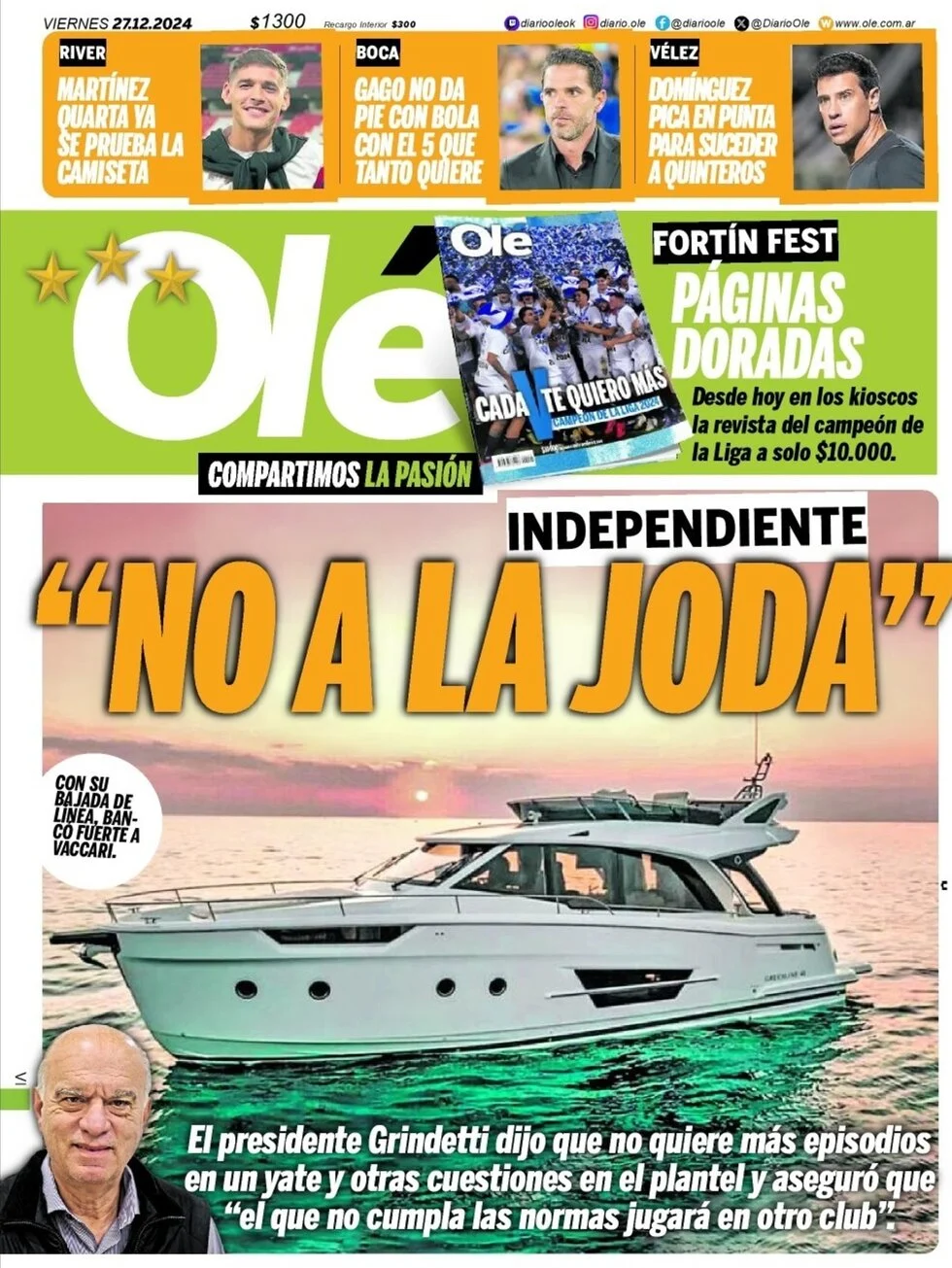 anteprima della prima pagina di ol del 27/12/2024