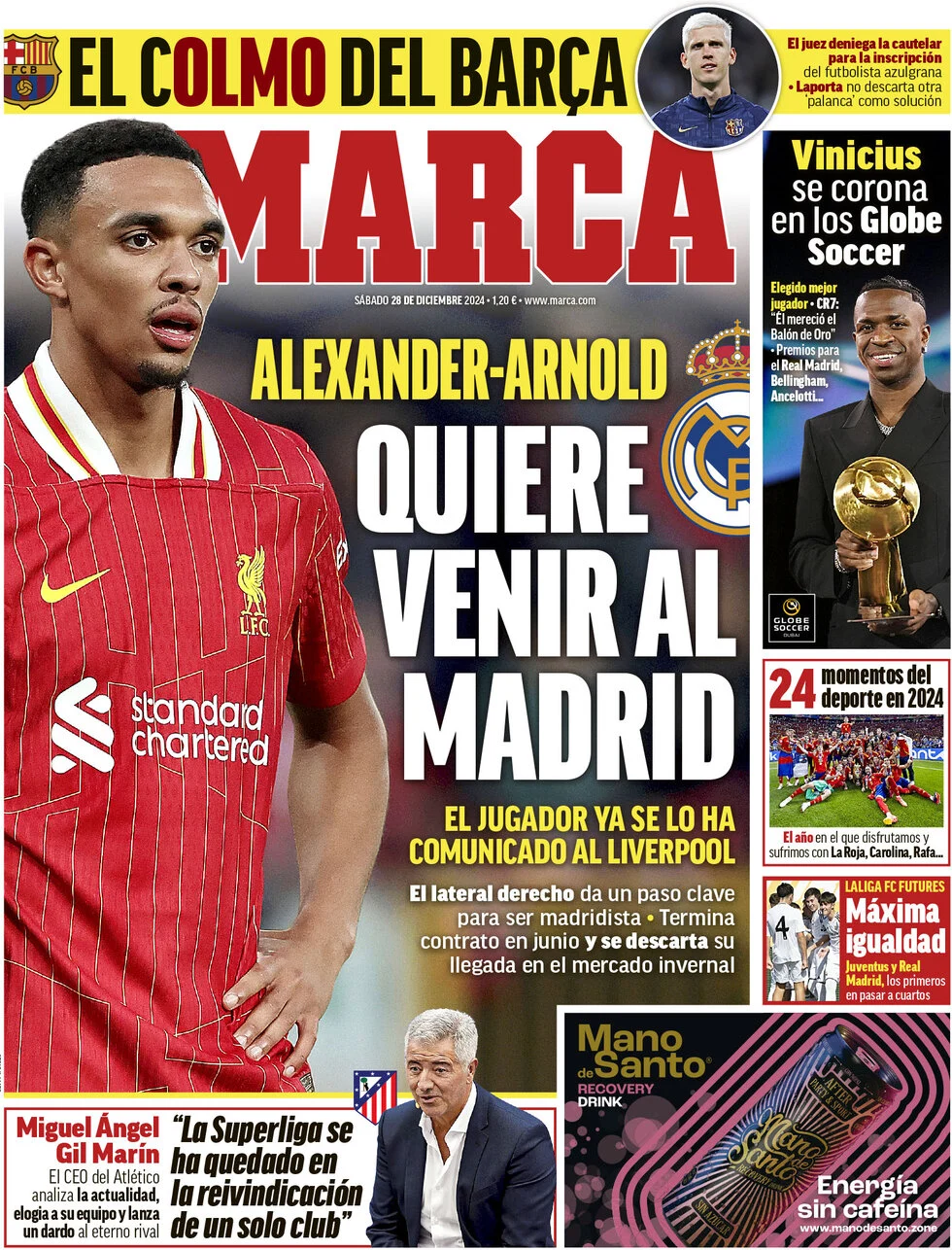 anteprima della prima pagina di marca del 27/12/2024