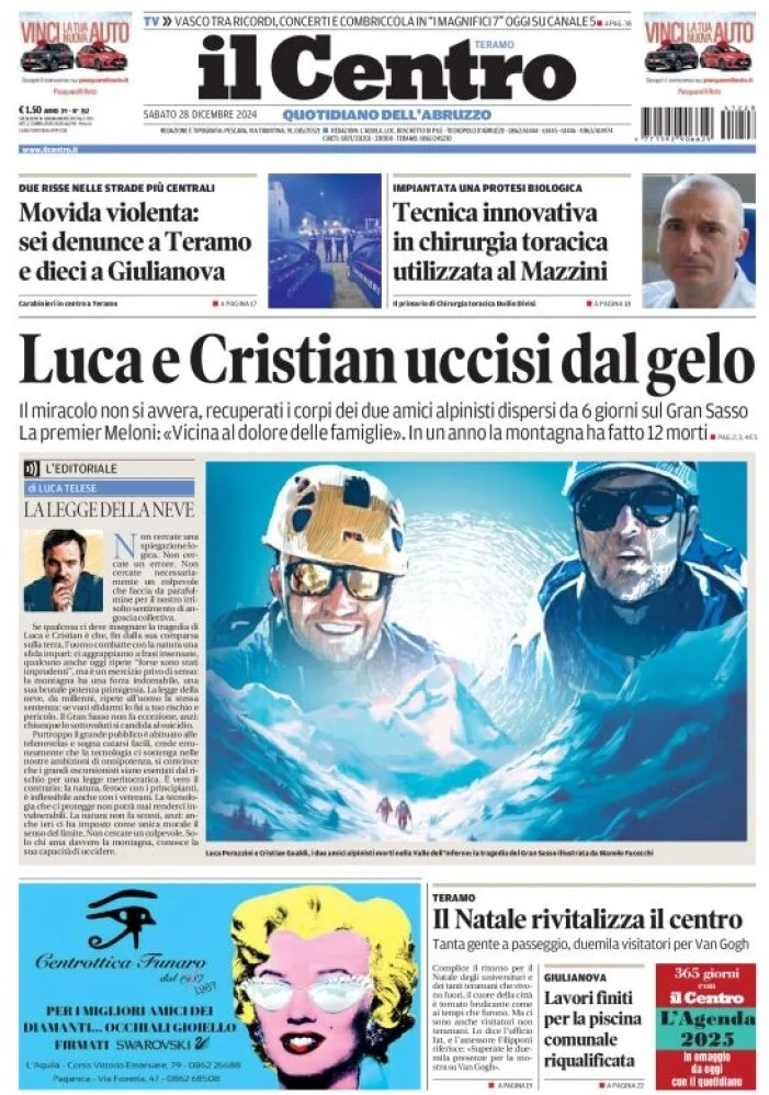anteprima della prima pagina di il-centro-teramo del 28/12/2024