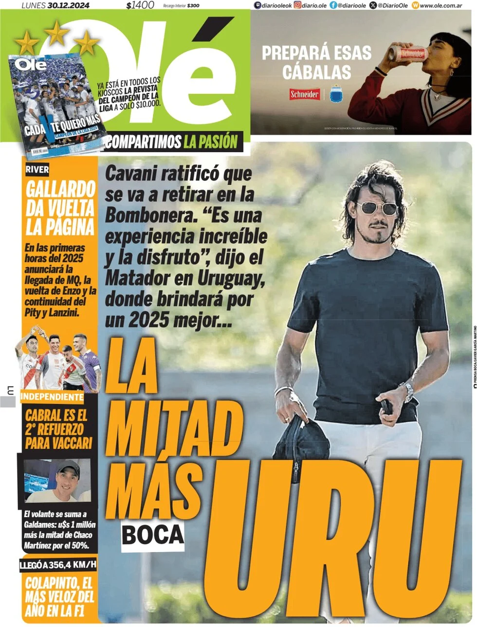 anteprima della prima pagina di ol del 30/12/2024