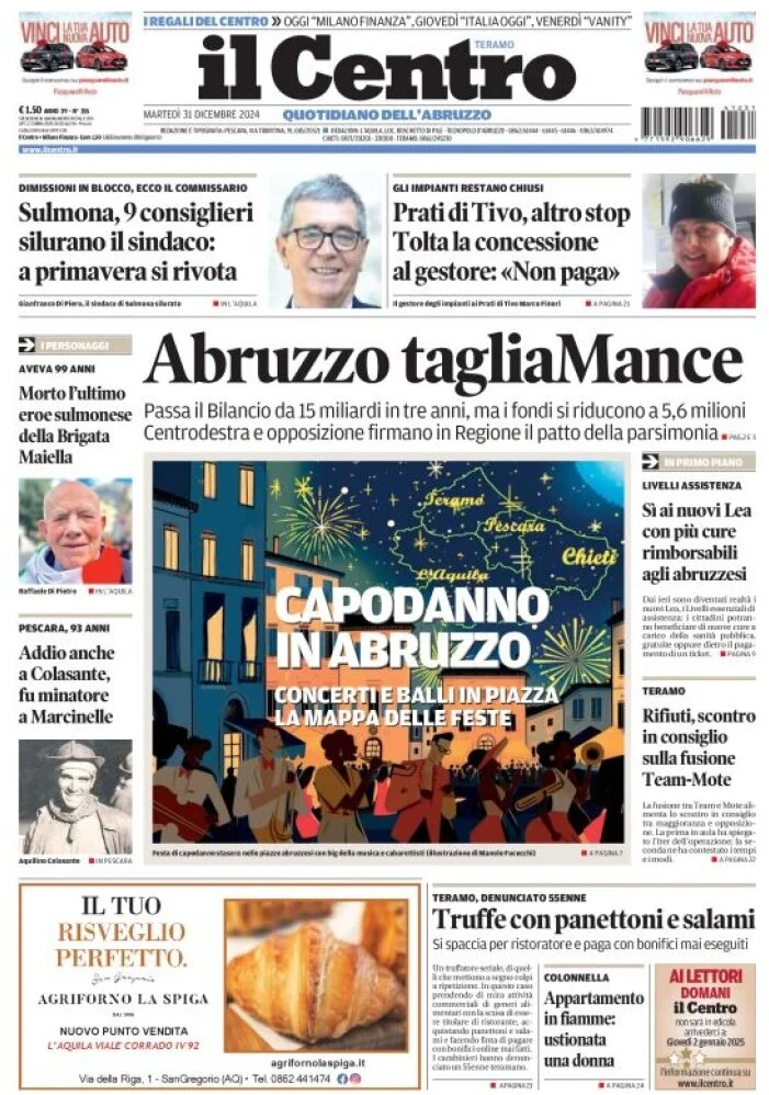 anteprima della prima pagina di il-centro-teramo del 31/12/2024