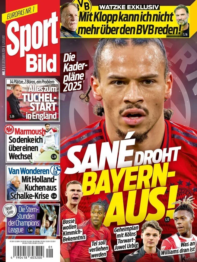 anteprima della prima pagina di sport-bild del 31/12/2024