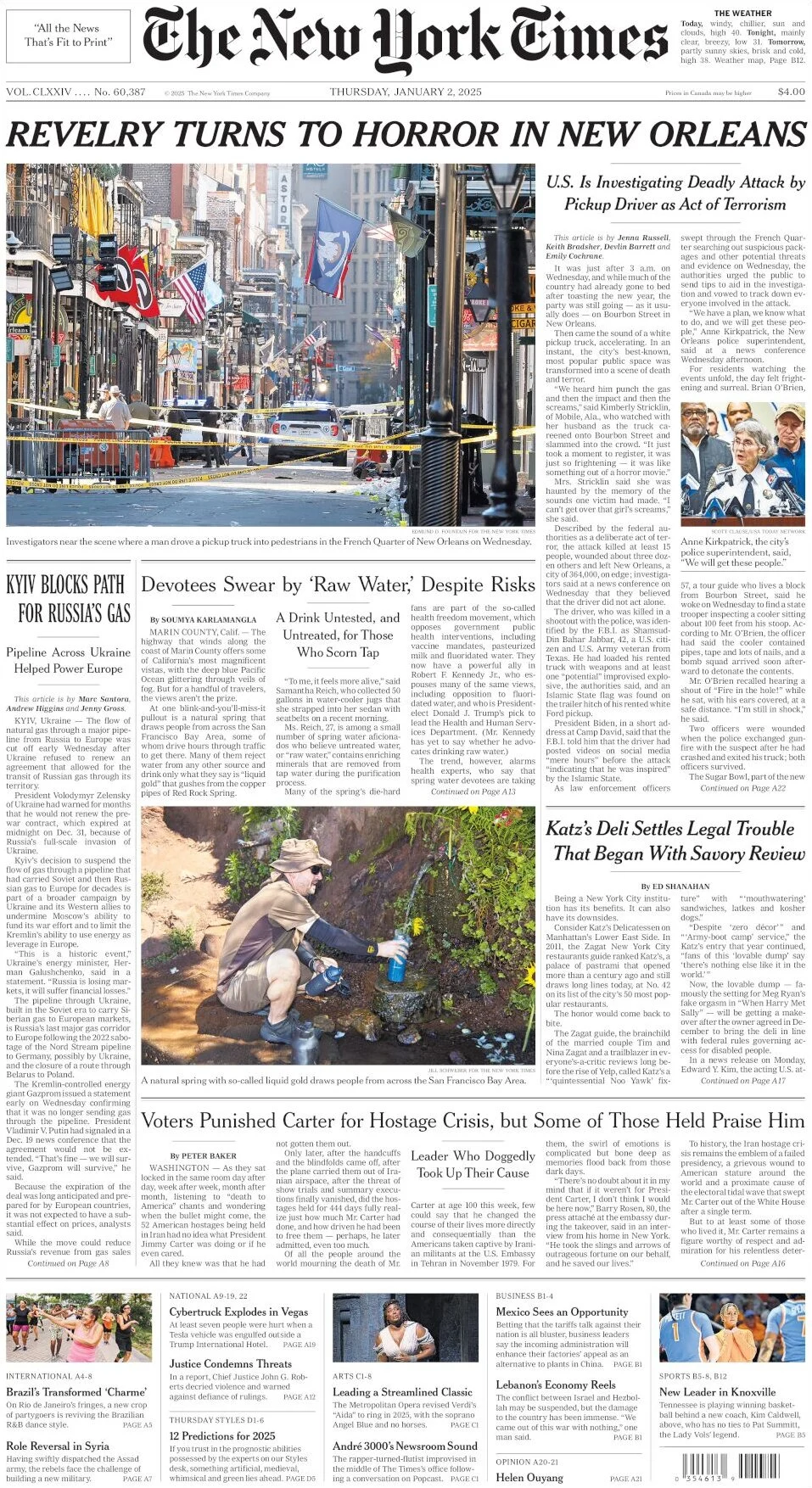 anteprima della prima pagina di the-new-york-times del 02/01/2025
