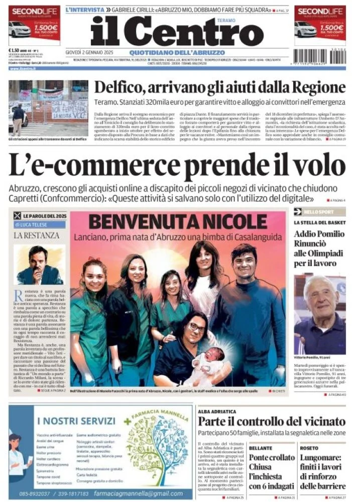 anteprima della prima pagina di il-centro-teramo del 02/01/2025