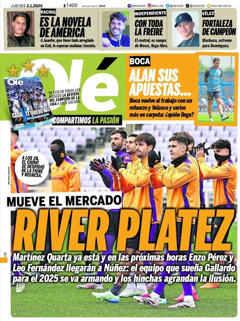 anteprima della prima pagina di ol del 02/01/2025