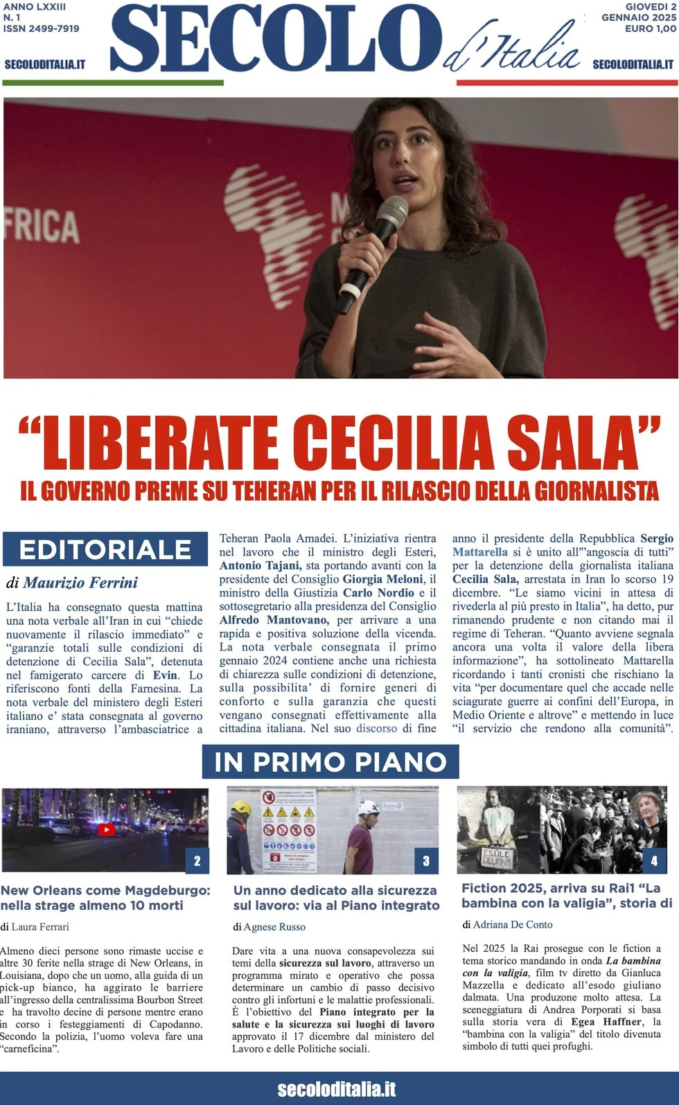 anteprima della prima pagina di secolo-ditalia del 02/01/2025