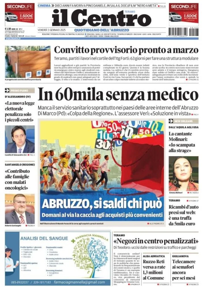 anteprima della prima pagina di il-centro-teramo del 03/01/2025