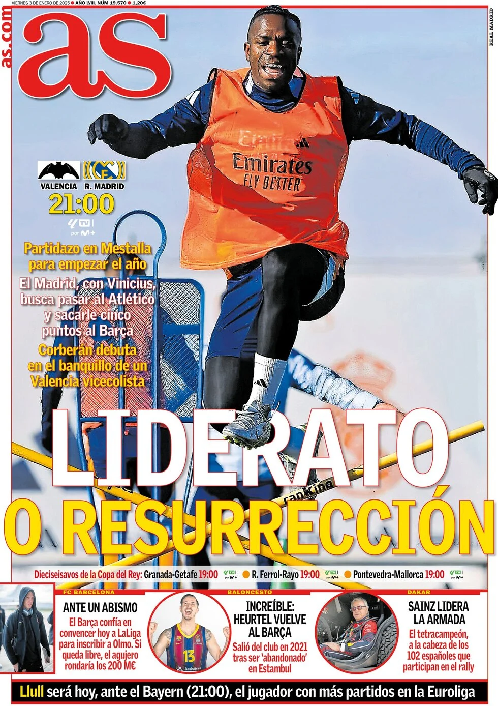 anteprima della prima pagina di as-madrid del 03/01/2025