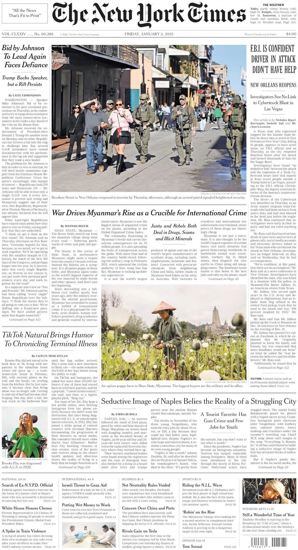 anteprima della prima pagina di the-new-york-times del 03/01/2025